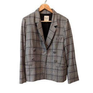 SEA New York Bacall Checked Double Breasted Grey Blazer
